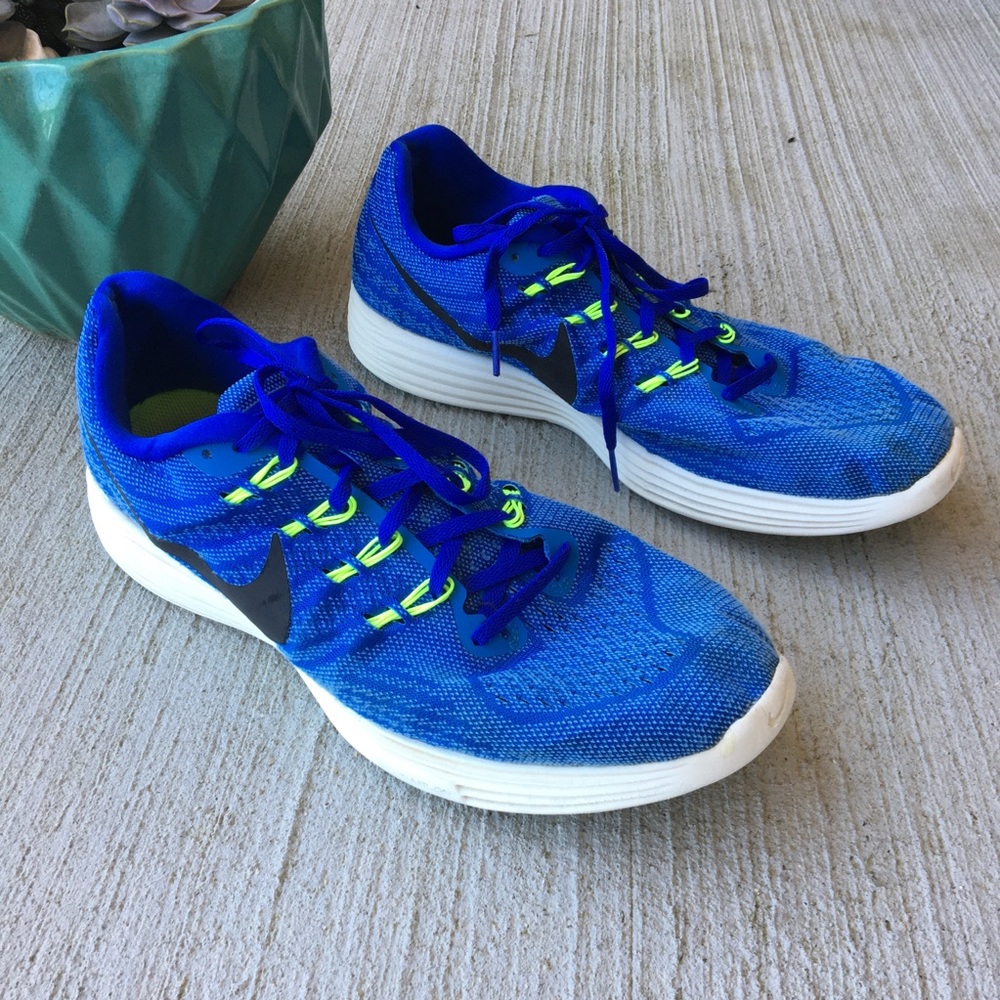 Nike LunarTempo2 blue and green tennis shoes 14